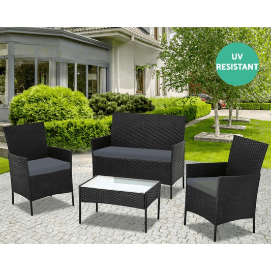 WRS008 salón de jardín en ratán negro