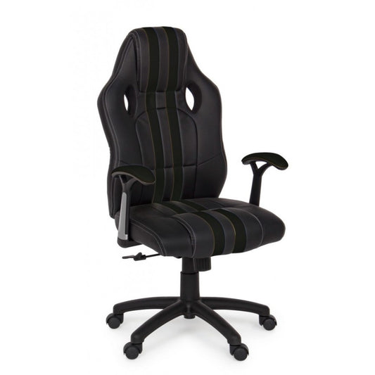 Silla de oficina Spider con reposabrazos en símil piel negra