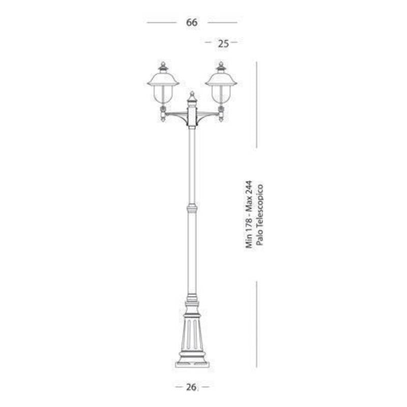 Poste con estructura de aluminio inyectado gris y cobre para uso exterior h. 244cm