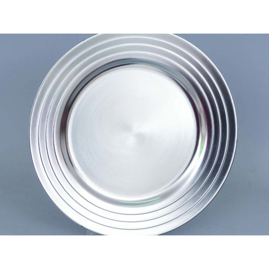 Mantel individual de plástico color plata con borde, 33 cm