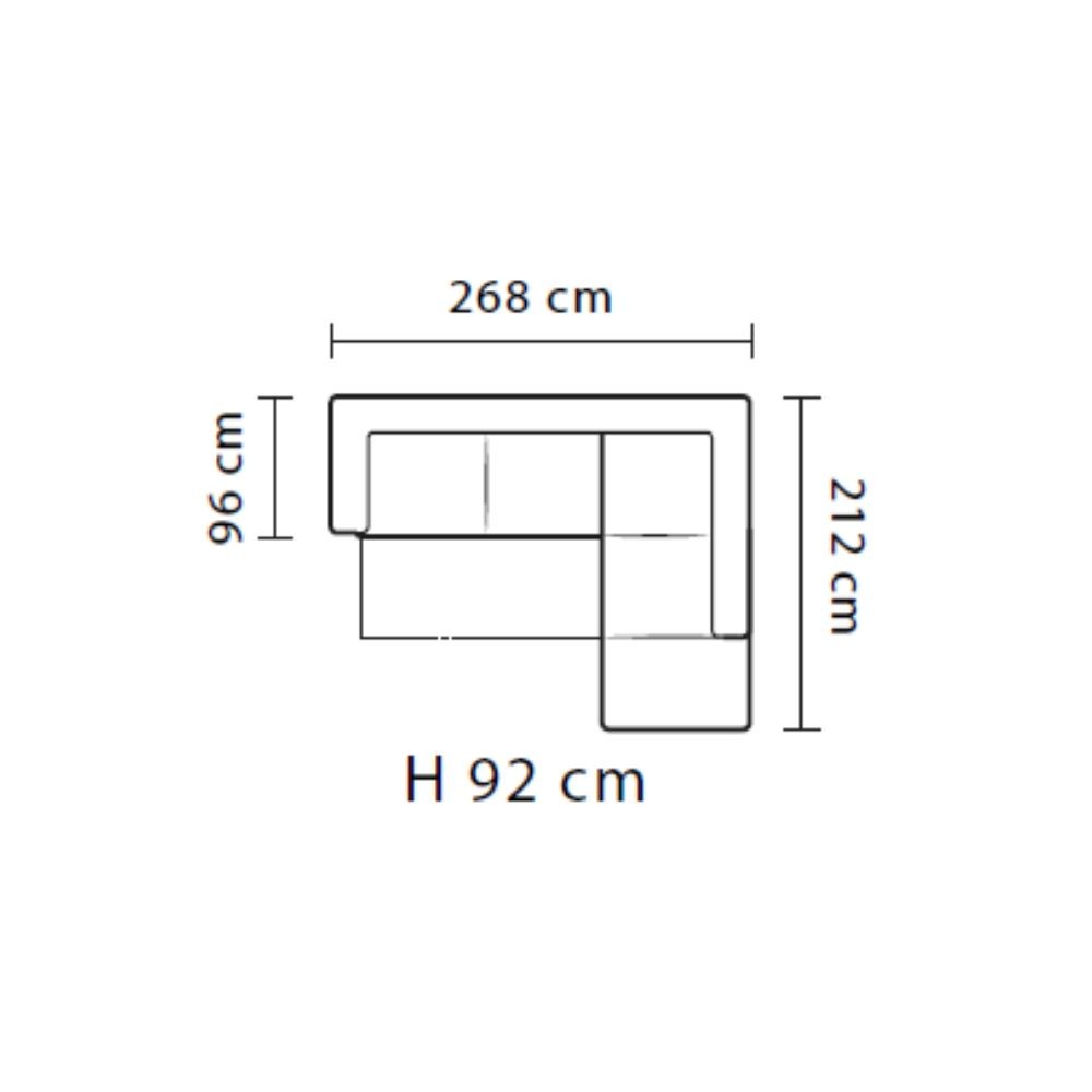 Divano angolare Stefy con penisola contenitore sinistra 268x212