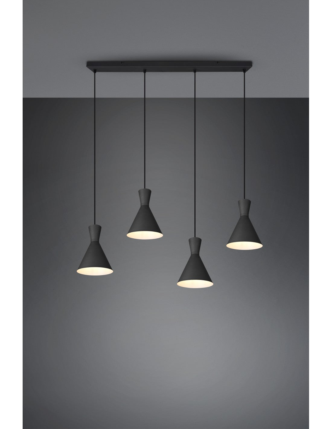 Suspensión Lineal Enzo 4xE27 Negro Mate Trio Lighting