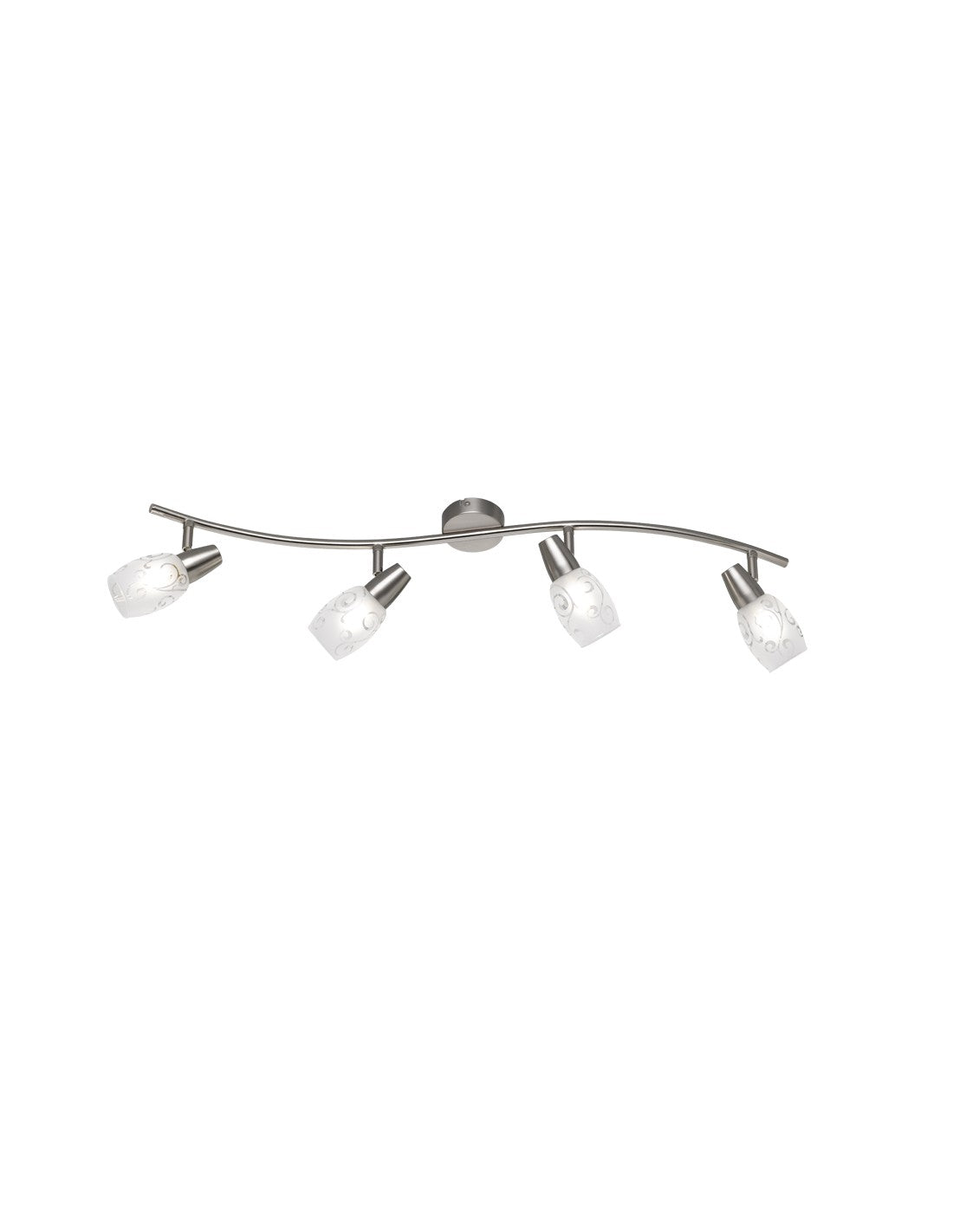 Foco LED Colmar Nichel de 4 focos de cristal satinado L 79 cm Trio Lighting