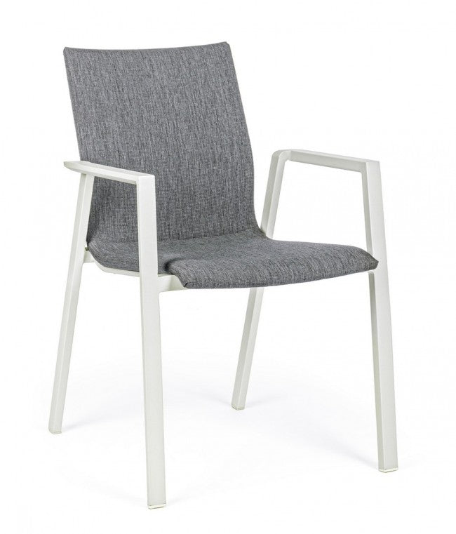 Silla de jardín apilable de exterior gris blanco