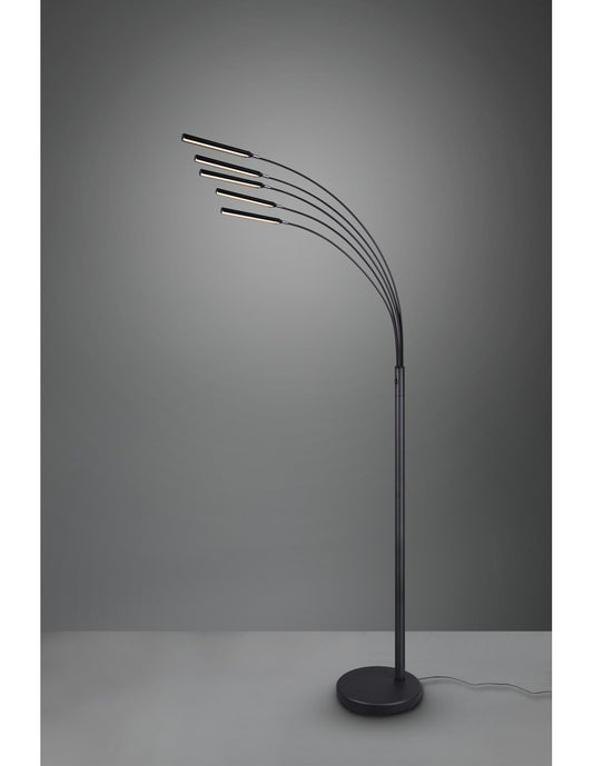 Lámpara de pie Reed 5 arcos LED negro mate H195 cm Trio Lighting