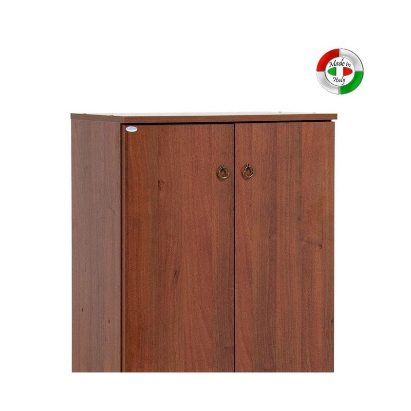 Zapatero antiguo de Nogal en madera de melamina con 2 puertas y 4 baldas 130x71x38