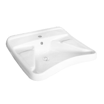 Lavabo blanco para personas con discapacidad - dimensiones L67 x D59 x H23,5 cm