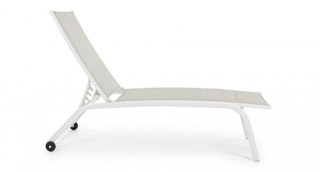 Tumbona alta de aluminio blanco con ruedas Cleopas