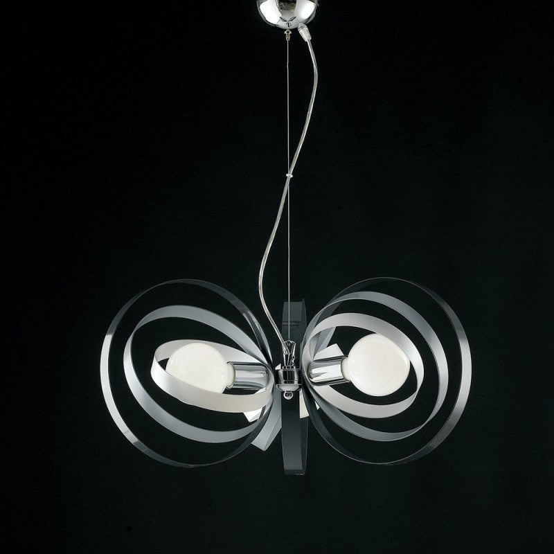 Lámpara de araña de hierro blanco gris con tres luces, acabado cromo, 58x h30 cm