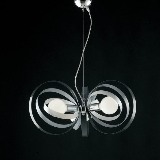 Lámpara de araña de hierro blanco gris con tres luces, acabado cromo, 58x h30 cm
