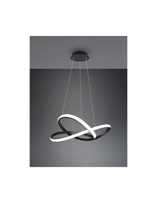 Modern Course Colgante Negro Led Dimmer 27W Ø60 cm Trio Lighting