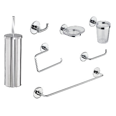 Set de accesorios de baño Wind con adhesivo de doble cara + tornillo cromado