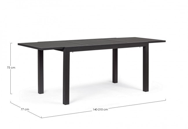 Mesa de exterior extensible en aluminio antracita 140-210x77x h75 cm