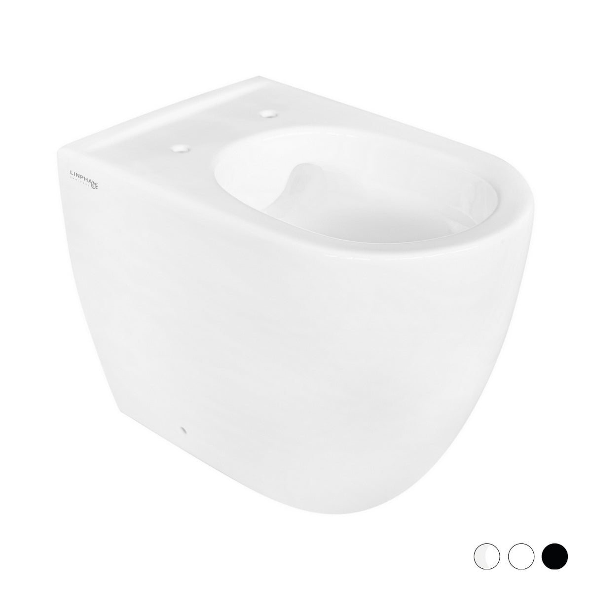 Inodoro Greta sin borde adosado a pared - Desagüe universal blanco mate