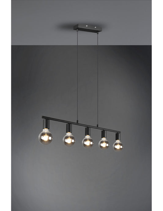 Lámpara Colgante 5xE27 Vannes Negro L82 cm Trio Lighting