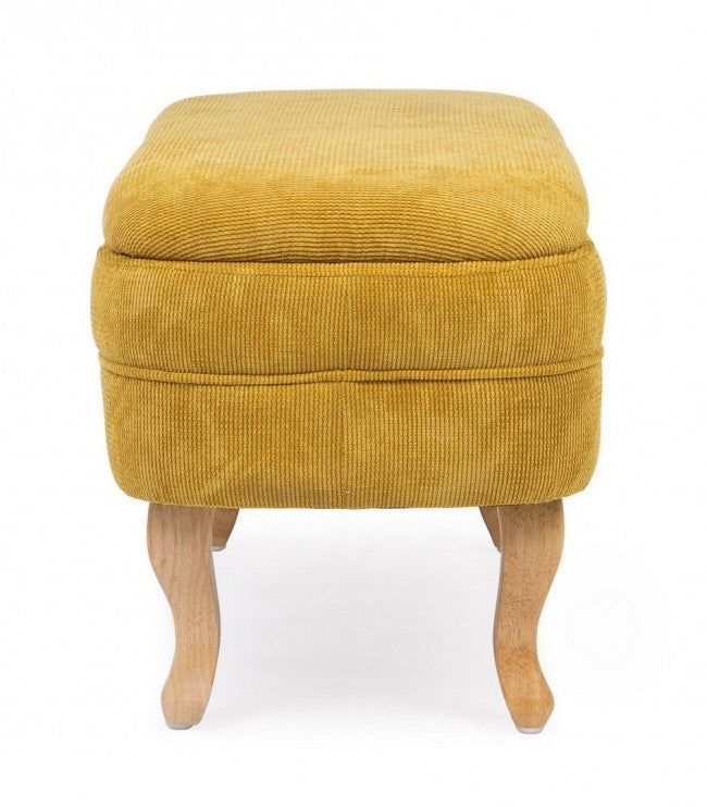 Banco de almacenaje apertura chenilla ocre 102x41x49 cm