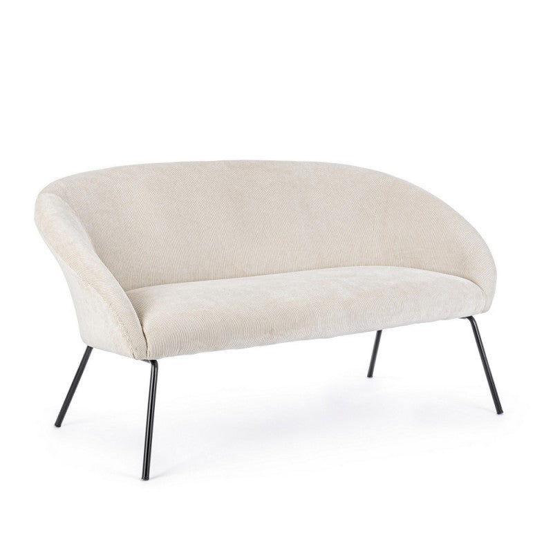 Aiko Velvet sofá acero terciopelo blanco 142 x 80 x 75 cm