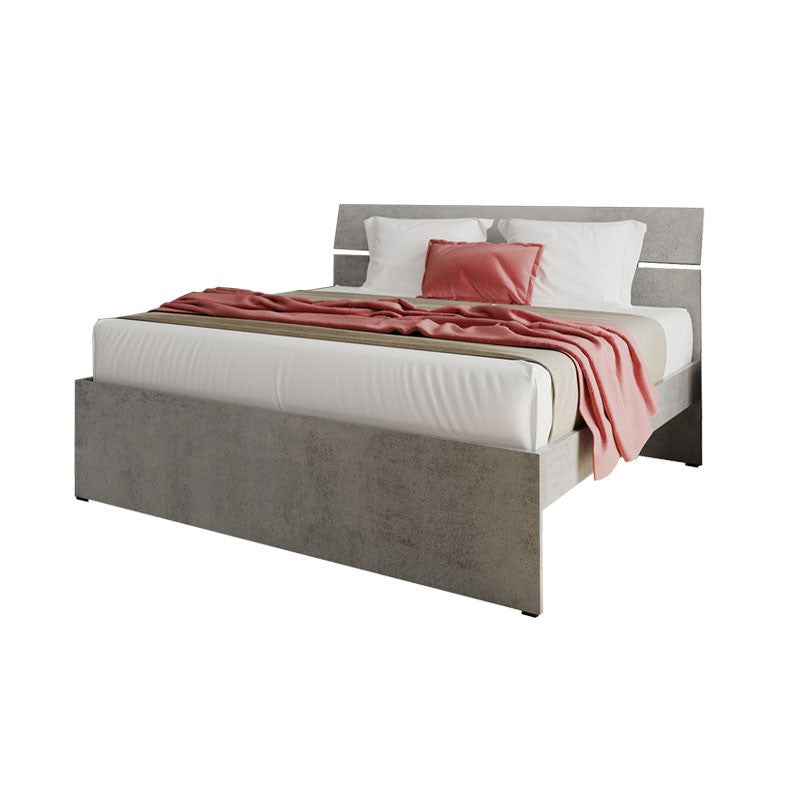 Cama tamaño queen para dormitorio, color gris hormigón, 200x131xAl 98 cm
