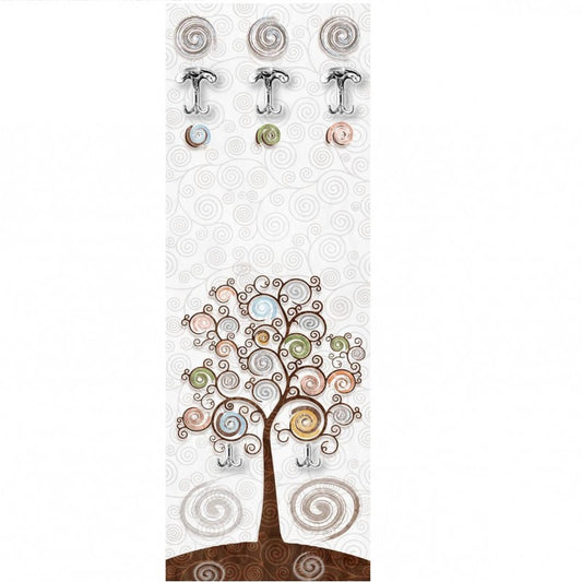 Perchero de pared pintado de blanco Modern Tree 46x125 cm