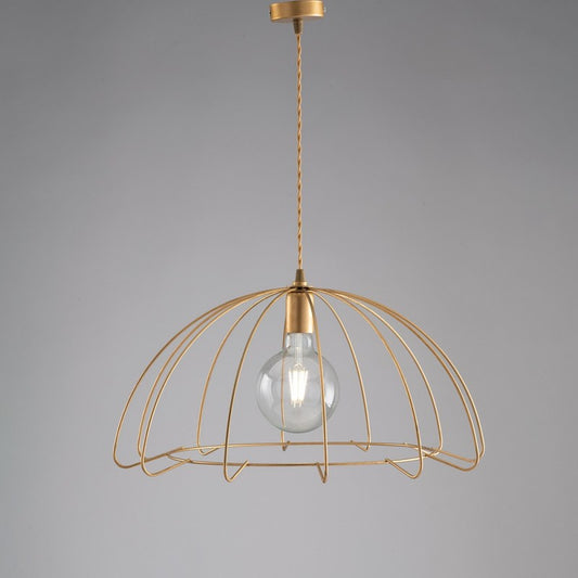 Lámpara colgante industrial de hierro dorado, una luz 55x h30 cm