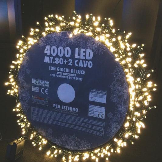 Cadena de luces 4000 LED blanco frío 8 funciones con juegos de luces para exteriores 80 metros Euronatale