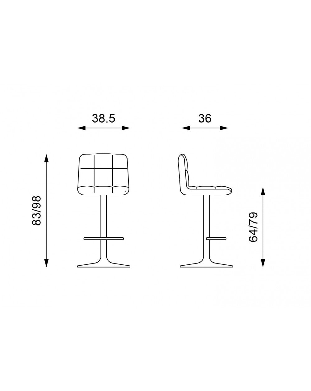 2x Taburete Kurt STS de piel sintética