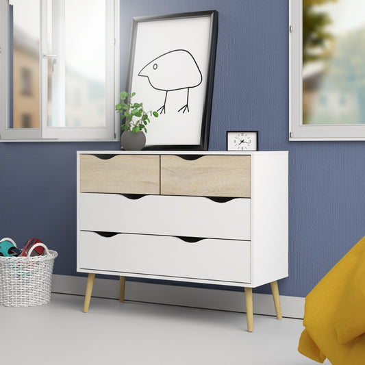 Cómoda de cuatro cajones cm. 98 x 39 x 81 Oslo