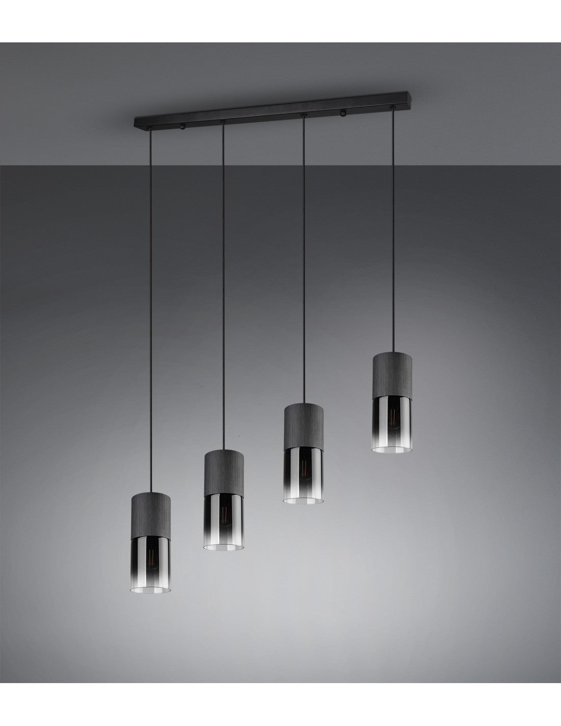 Lámpara colgante vintage 4 x E27 Robin de metal negro Trio Lighting