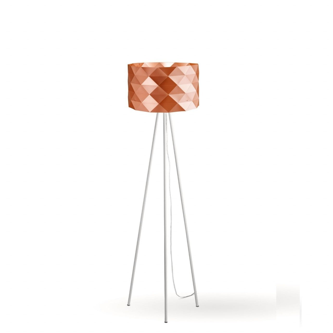 Lámpara De Pie Trípode De Metal Cobre Cm. 40x146h