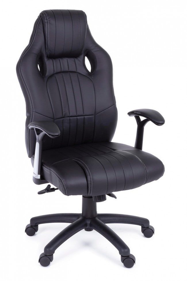 Silla de oficina Spider con reposabrazos en símil piel negra