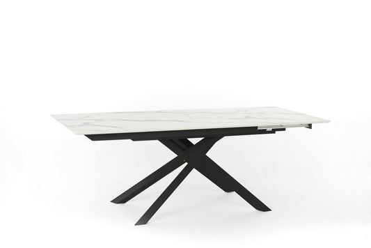 Mesa extensible con tapa de mármol calacatta 170/270x90x76h cm