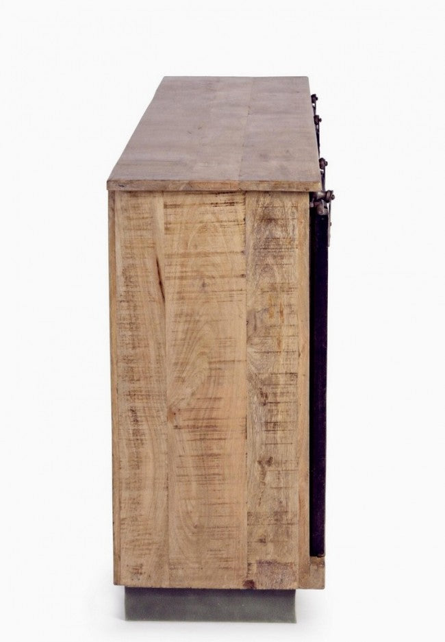 Aparador Tudor de 2 puertas y 3 cajones de madera revestida de melamina