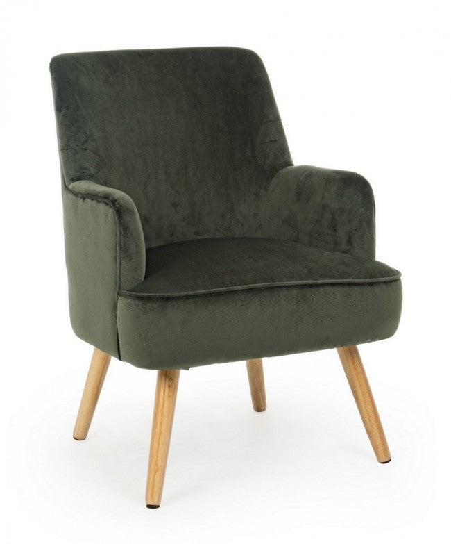 Sillón de salón vintage de terciopelo verde oscuro ADELINE 60x67x h79 cm