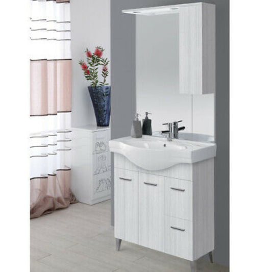 Composición de baño gris con dos cajones y dos puertas 80x46x h86 cm