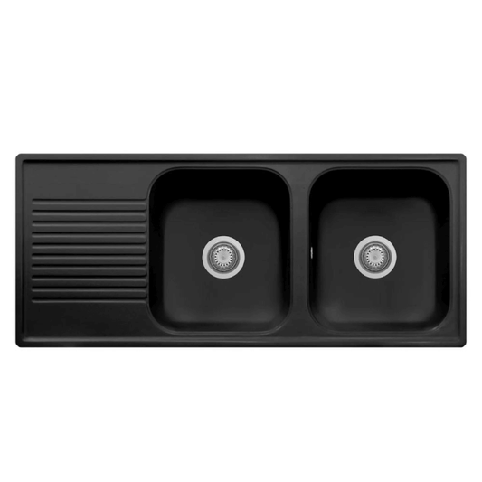 Fregadero Samet 116x50 2 senos Granitovero1162vsnep escurridor negro