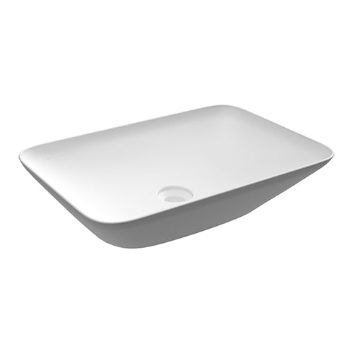Lavabo sobre encimera rectangular sin agujero - 55x36 cm, blanco