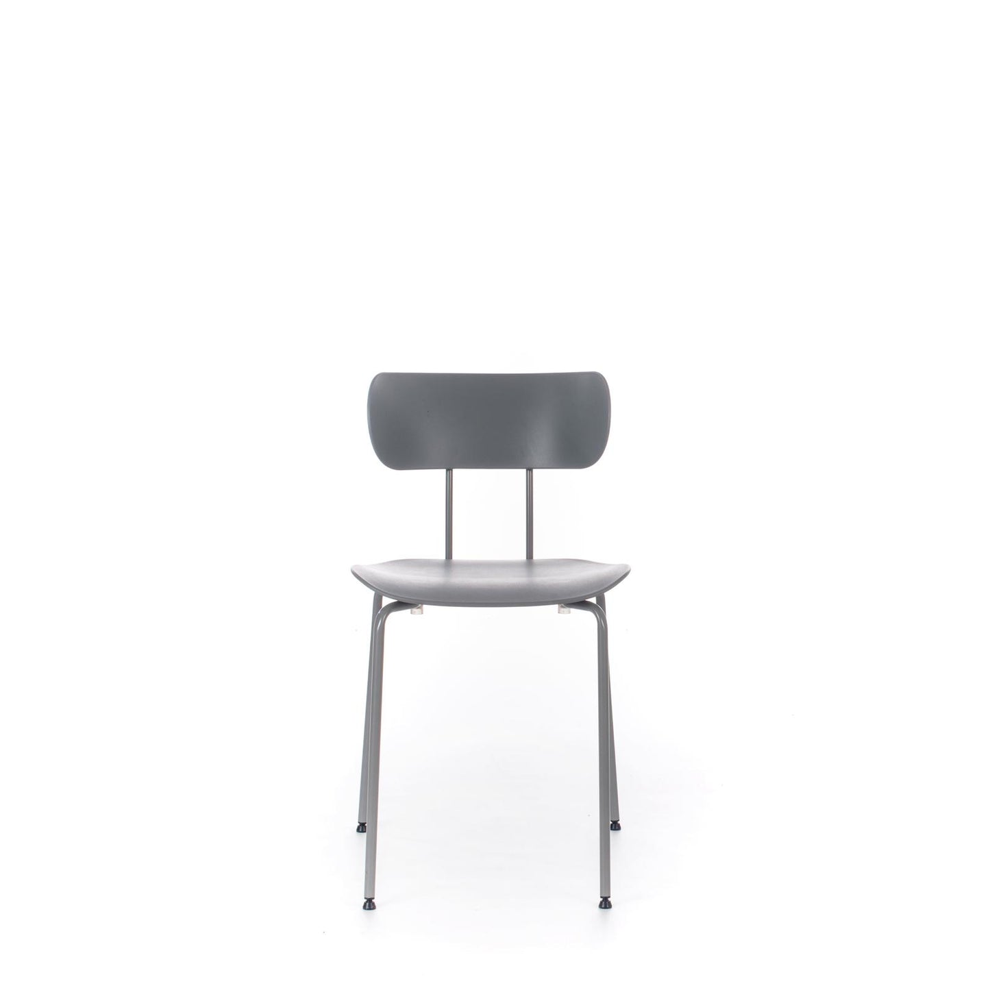 4x Silla de polipropileno con asiento gris.