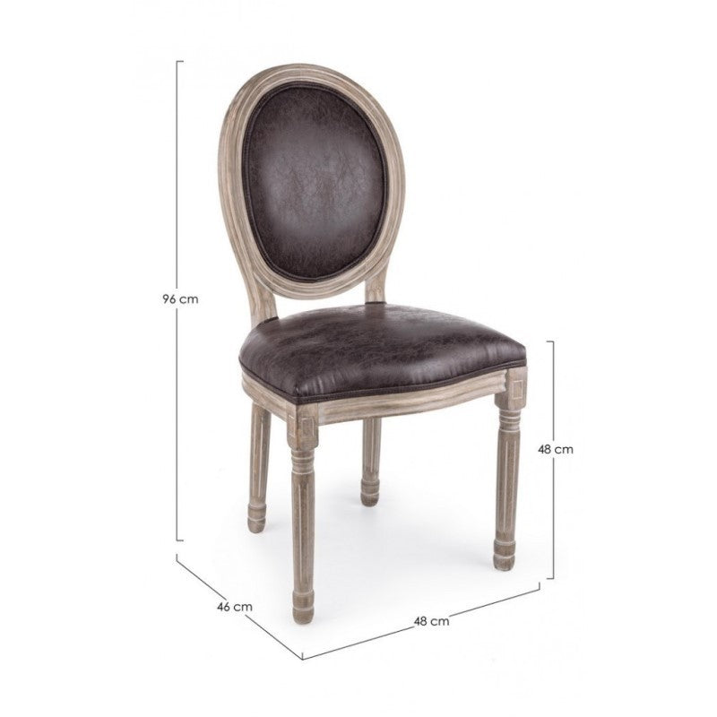 Silla MATHILDE de estilo clásico en madera revestida 96h cm