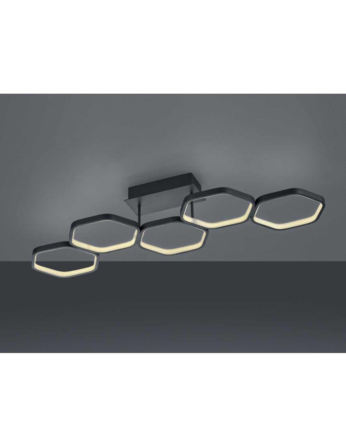 Lámpara de techo LED regulable Vigo 5 Hexágonos L90 cm Antracita Trio Lighting