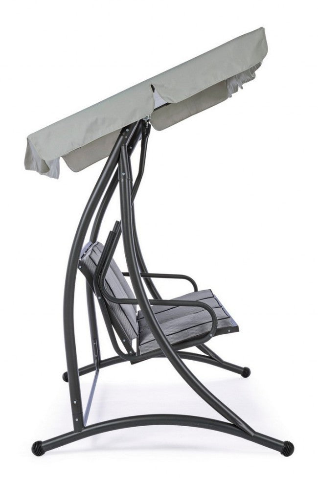 Columpio de acero de tres plazas Antracita GRELY 190x120x h185 cm