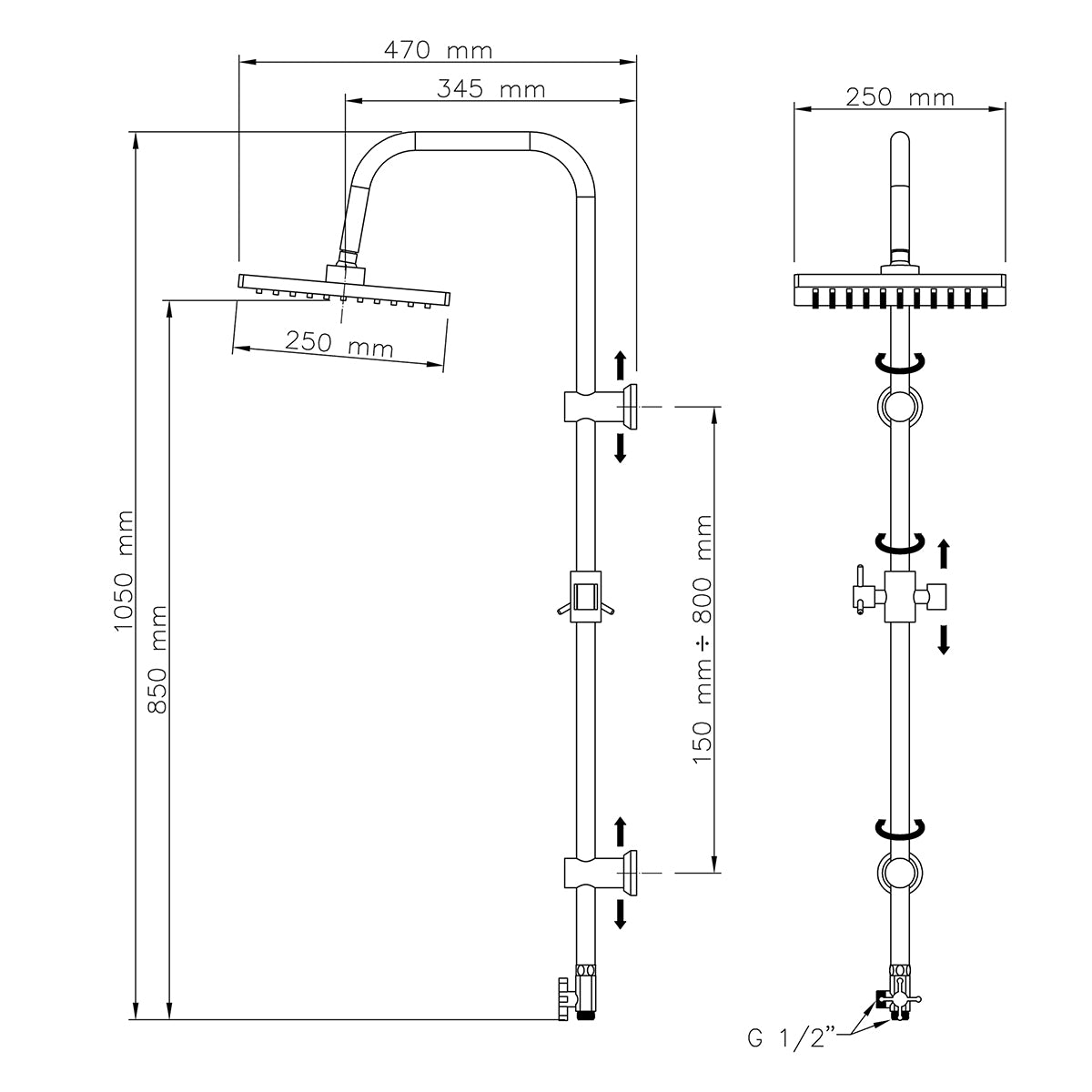 Picaporte mix cuadrado acero cromado 1 chorro