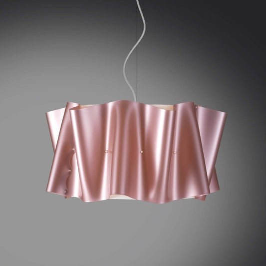 Lámpara colgante de cinco luces con pantalla FOLIO en Polilux rosa diámetro 60x h32 cm