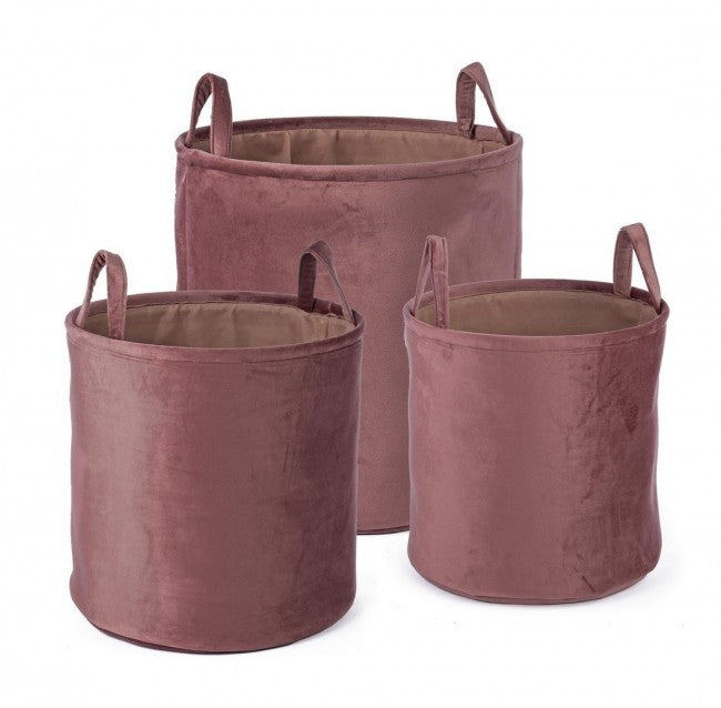 3x Set 3 P. Objetos Terciopelo A Rosa