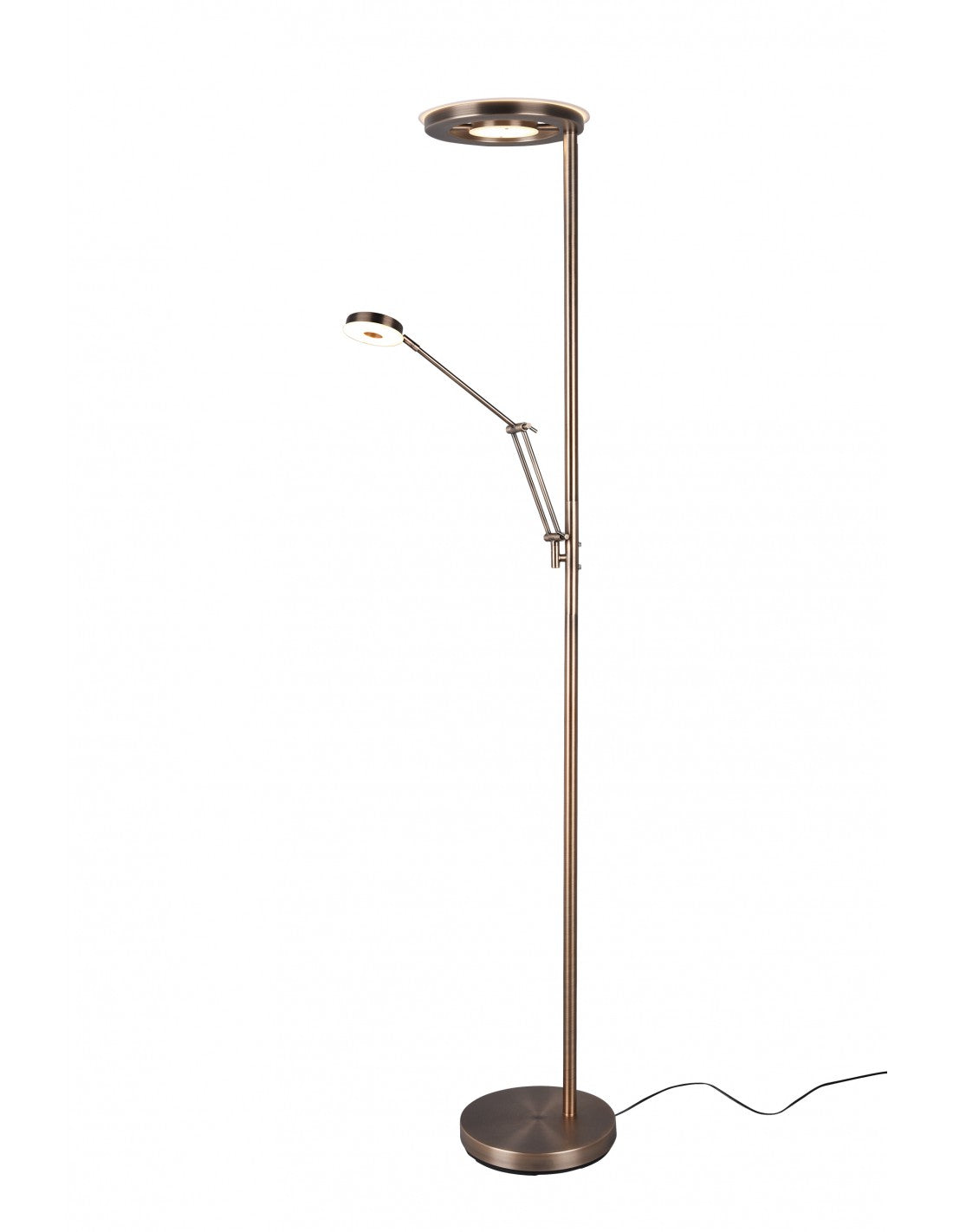 Lámpara de pie LED moderna con foco de lectura regulable Barrie Brass Trio Lighting