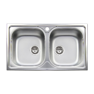 Fregadero encastrable de acero inoxidable 2 senos 86 cm
