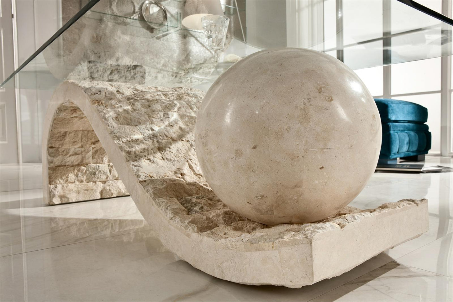 Mesa de centro beige transparente 70 cm x 120 cm Alt. 37 cm