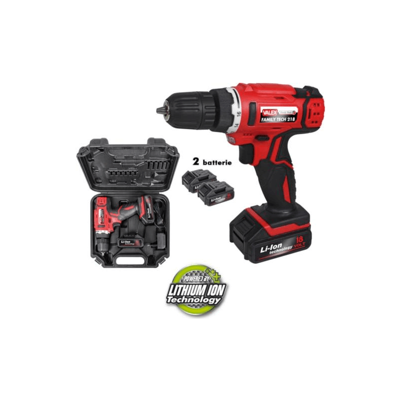 Taladro Atornillador Inalámbrico Percusión 18V 1.5Ah Estuche + 2 Baterías Valex