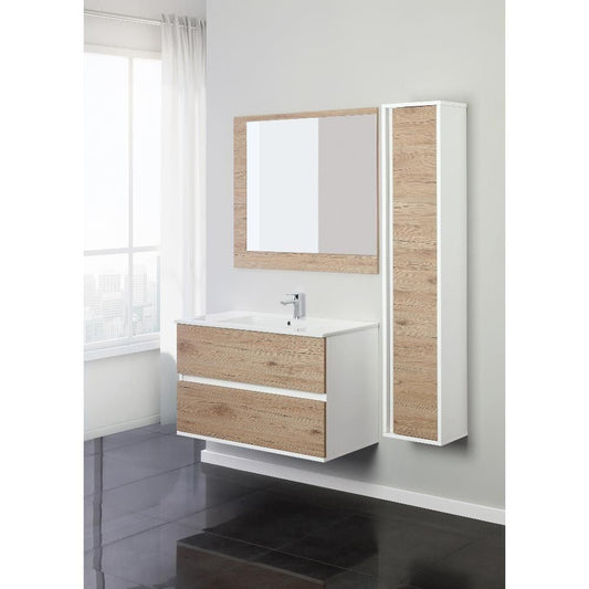 Composición de baño con dos cajones Fabula Line Blanco-Roble 90x47x h57cm