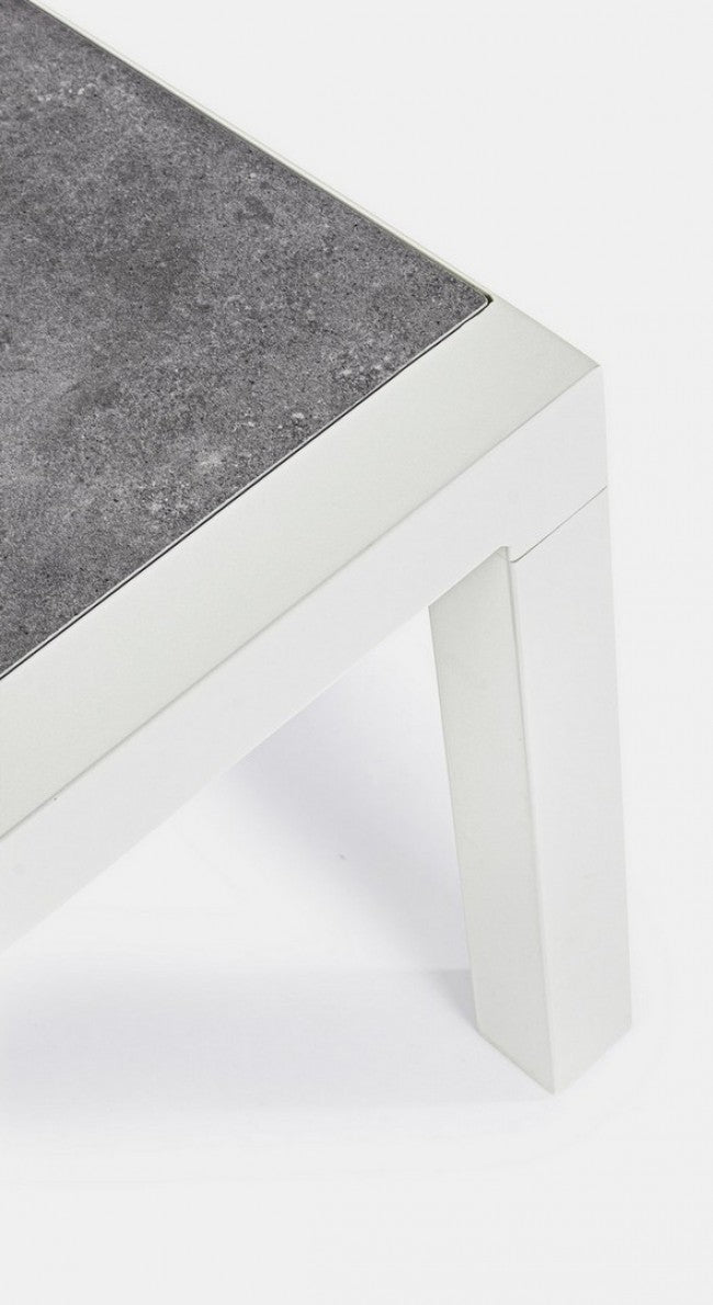 KLEDI LUNAR Mesa de centro exterior aluminio blanco 120x70x h43 cm