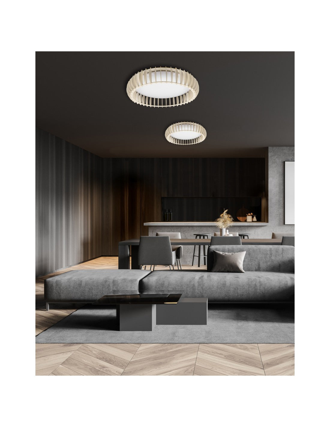 Lámpara de techo de madera natural LED Dimmer Mount Ø40 cm Trio Lighting